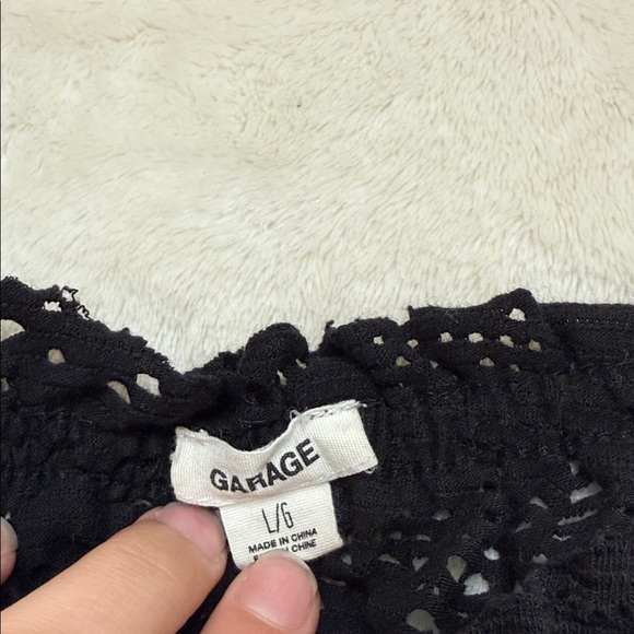 Garage Black Off-Shoulder Lace Blouse L - Picture 2 of 5